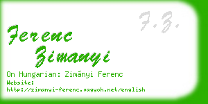 ferenc zimanyi business card